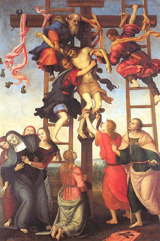 PERUGINO, Pietro The Deposition from the Cross Norge oil painting art